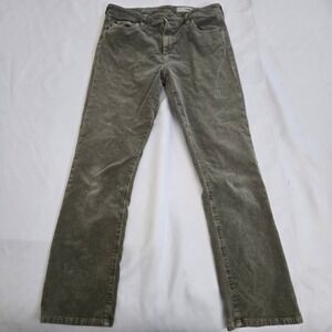 AG Jeans Mari High Rise Slim Straight Corduroy Pants Olive Green Womens‎ 30x29